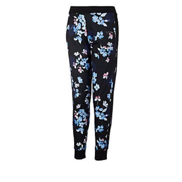 Adidas Girls Floral Tricot Jogger Pants Sz Large 14 Style AK4615 Print Black - Picture 1 of 7